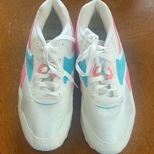 Reebok White, Pink, and Blue Athletic Shoes